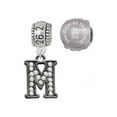 thumbnail image 1 of Black Nickeltone Crystal Initial - M - Beaded Border - 26.2 Marathon Run She Believed She Could Charm Beads (Set of 2), 1 of 1
