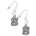 thumbnail image 1 of Black Nickeltone Crystal Initial - S - Beaded Border - Heart French Earrings, 1 of 1