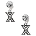 thumbnail image 1 of Black Nickeltone Crystal Initial - X - Beaded Border - Clear Crystal Clip On Earrings, 1 of 3