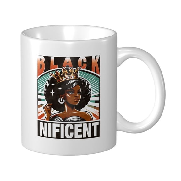 Black Nificent Ceramic Coffee Mug, Black History Month Gift for Black Women Men - 11oz Tea Mug, Empowering African American Tea Cup, Melanin Gifts
