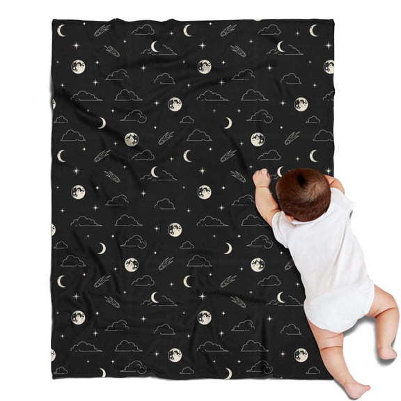 Black Night Sky Pattern Blanket,Comfortable Soft Flannel Throw Blanket,All Season,Warm Lightweight Blankets for Sofa Bed Couch Living Room Chair,30"x40"