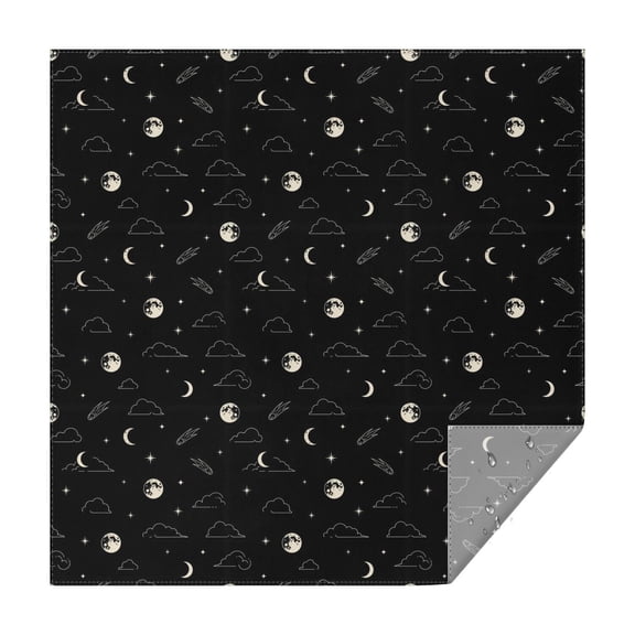 Black Night Sky Pattern Square Tablecloth,Waterproof Square Table Cover,Wipeable Spillproof Washable Table Cover for Home Kitchen Party Decor 42"X42"(107x107cm)