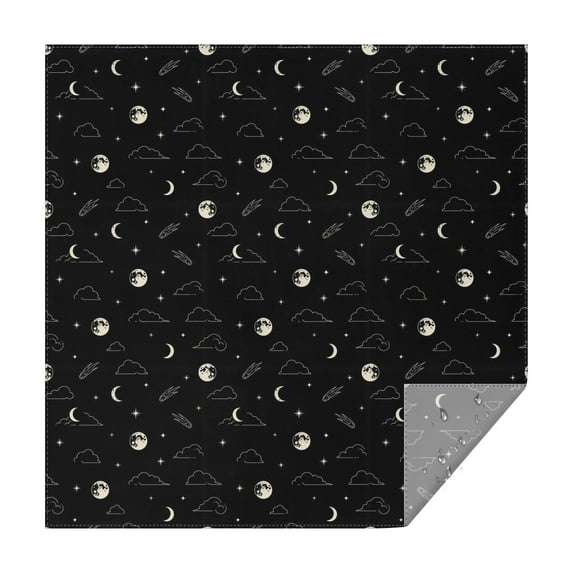 Black Night Sky Pattern Square Tablecloth,Waterproof Square Table Cover,Wipeable Spillproof Washable Table Cover for Home Kitchen Party Decor 60"x60"(152x152cm)