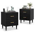 thumbnail image 1 of Black Night Stand Set of 2, Bedside Table, Nightstands with Drawer Storage Bed Side Table End Table Large Modern Wood Wide Bedside Stand Mid Century Night Stands for Bedroom Living Room Sofa Couch, 1 of 11