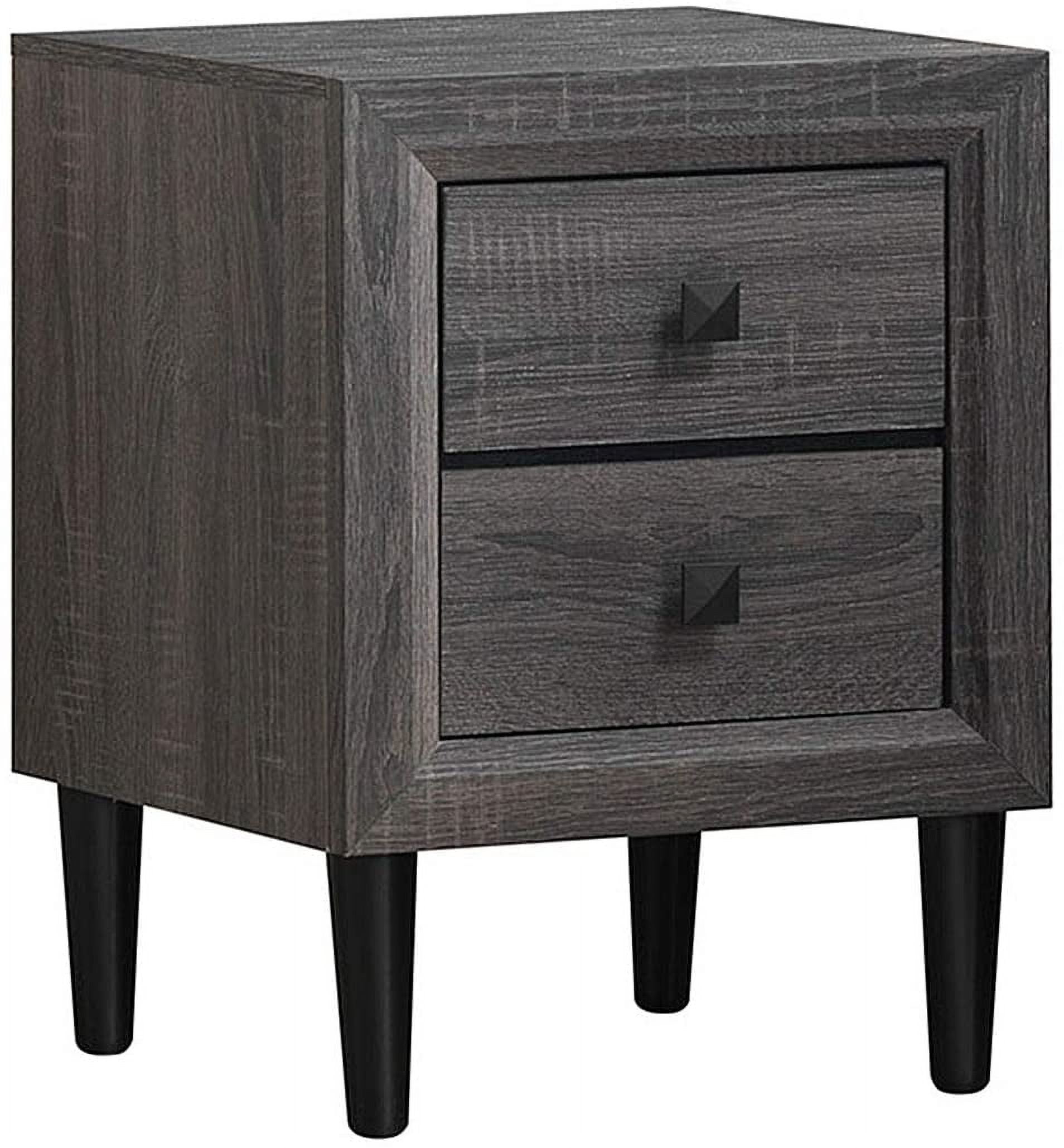Black Nightstand, FullyAssembled 2Drawer Bedside Tables with Solid Wood Legs for Bedroom