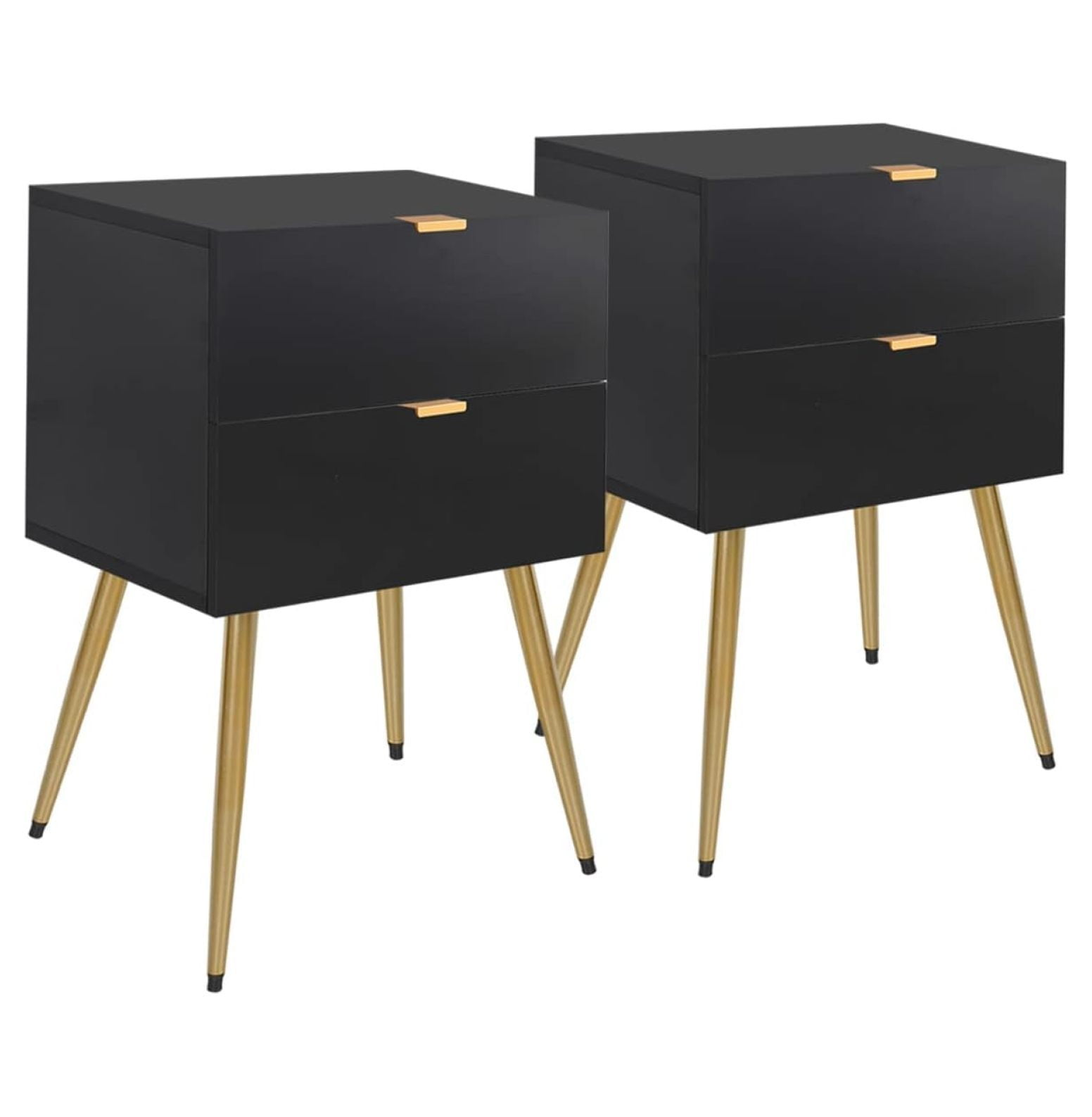 Black Nightstand Set of 2, Wood End Table for Living Room, Side Table ...