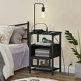 thumbnail image 1 of Black Nightstand Table with USB Ports & Outlets Drawer Storage Shelf Living Room, 1 of 7