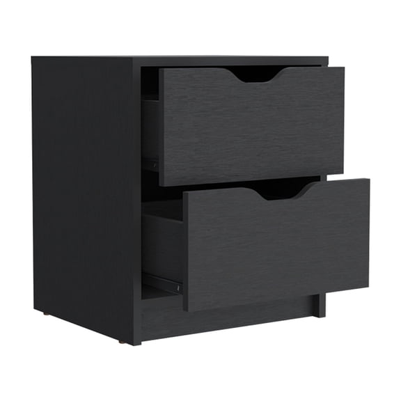 Black Nightstand With Two Drawer Boxes, Functional For Bedroom, Assembly Required, Particle Board, 18.74 In. High, 16.14 Wide, 14.29 Deep Two In Color, Versatile Home Decor Purpose, Ready To