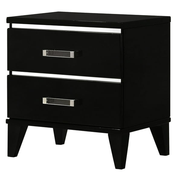 Black Nightstand With 2 Drawers - Stop For Bedroom 2 Nightstand, Offer A Stylish And Functional Storage Option