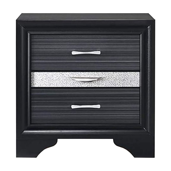 Black Nightstand With 2 Storage Drawers And 1 Felt-lined Jewelry Holder Spacious Tray Drawer