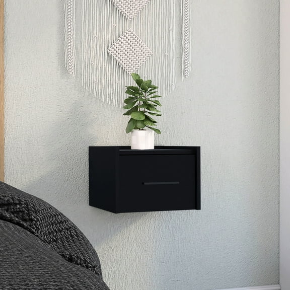 Black Nightstand With Storage - For Bedroom Side Table Organization Drawer In