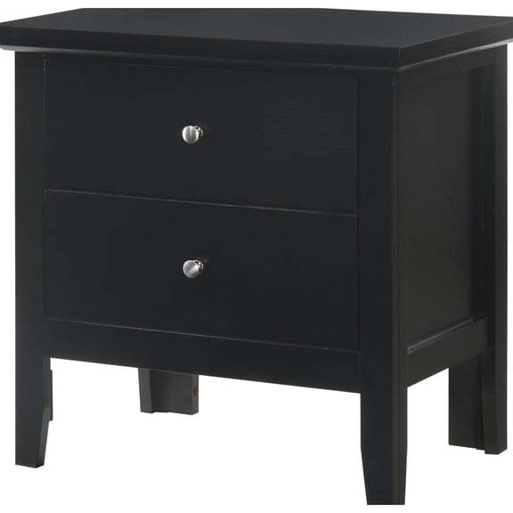 Black Nightstand for Bedrooms | Two Drawers Offer Ample Storage | Sturdy Particle Board Build | Suits Small Bedside Spaces