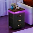 thumbnail image 1 of Smart LED Nightstand with 3 Drawers Modern Design Table for Bedroom, Closet, Dorm, Black, 1 of 13