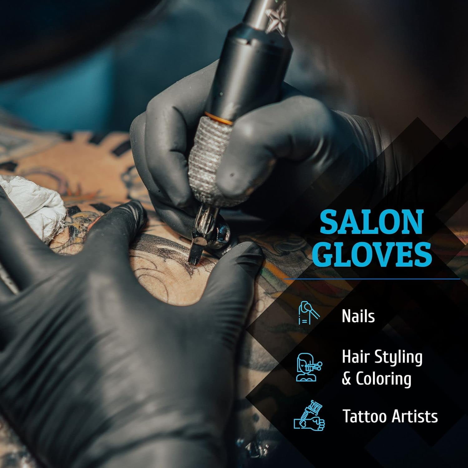 Black Nitrile Disposable Gloves Latex Free Bbq, Tattoo, Hair Dye