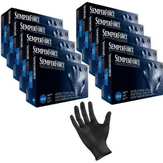 Black Nitrile Exam Tattoo Gloves, Powder Free, Latex Free