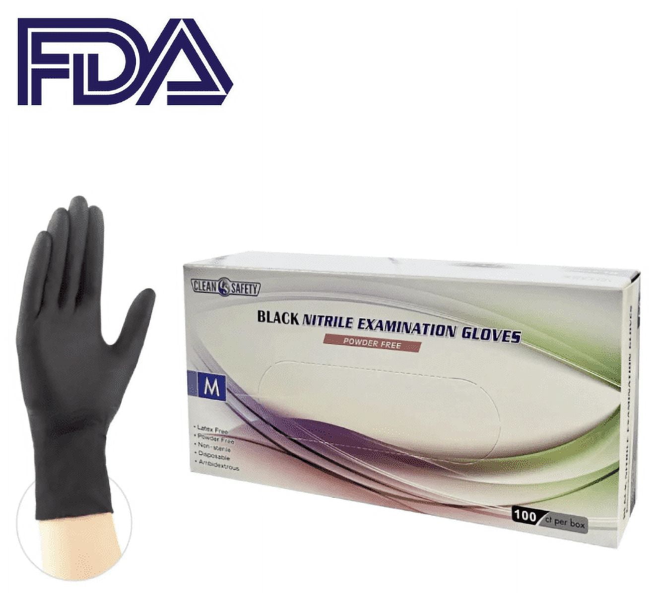 Black Nitrile Examination Gloves (5 MIL), 100/box