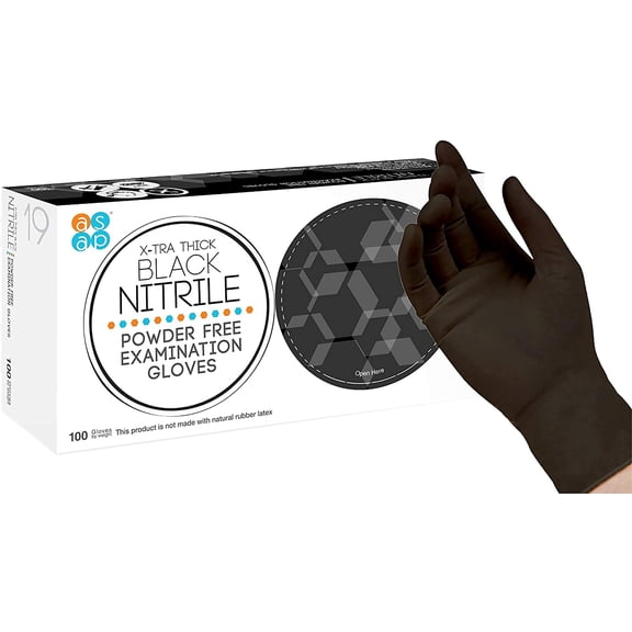 Black Nitrile Gloves Disposable Latex Free 4 Mil, Powder Free, Food Safe, Medical, Tattoo,