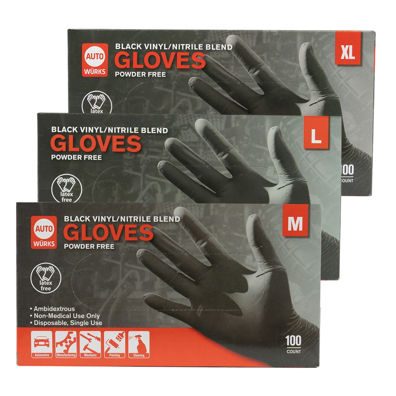 Disposable Vinyl Nitrile Blend Gloves Vinyl Free Gloves Black