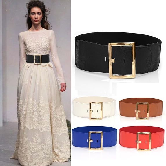 Black No Buckle Invisible Stretch Belt PU for Jeans Pants Dresses, Ladies Belt 75X1X7.5