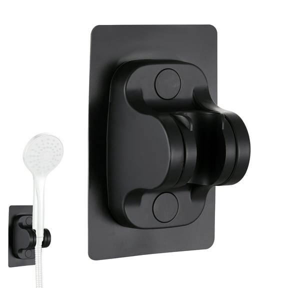 Black No-Drill Shower Head Holder, Strong Adhesive and Adjustable Wall Mount Bracket for Handheld Showers