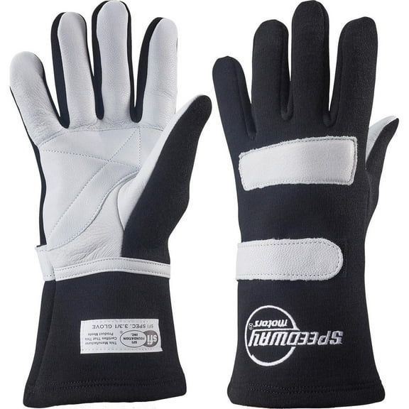 Black Nomex Racing Gloves, Size XL, SFI-1, Leather Palm