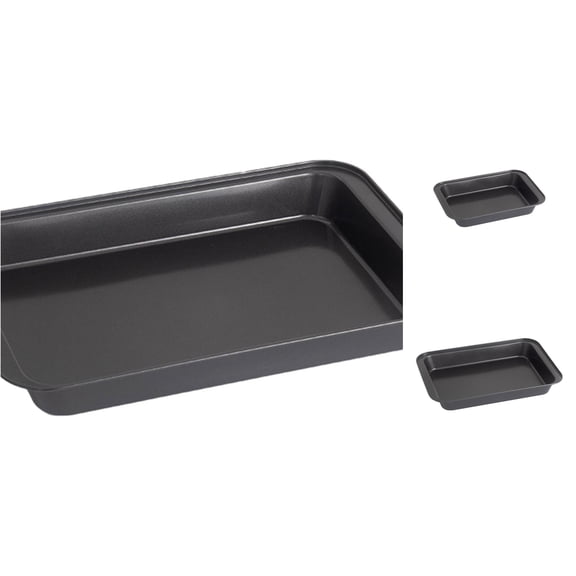 Black Nonstick Baking Sheet Pan – Rectangle Stackable Oven Bakeware with Depth, Warp Resistant Easy Clean Baking Tray for Cookies Roasting, Durable Reusable Kitchen Baking Pan
