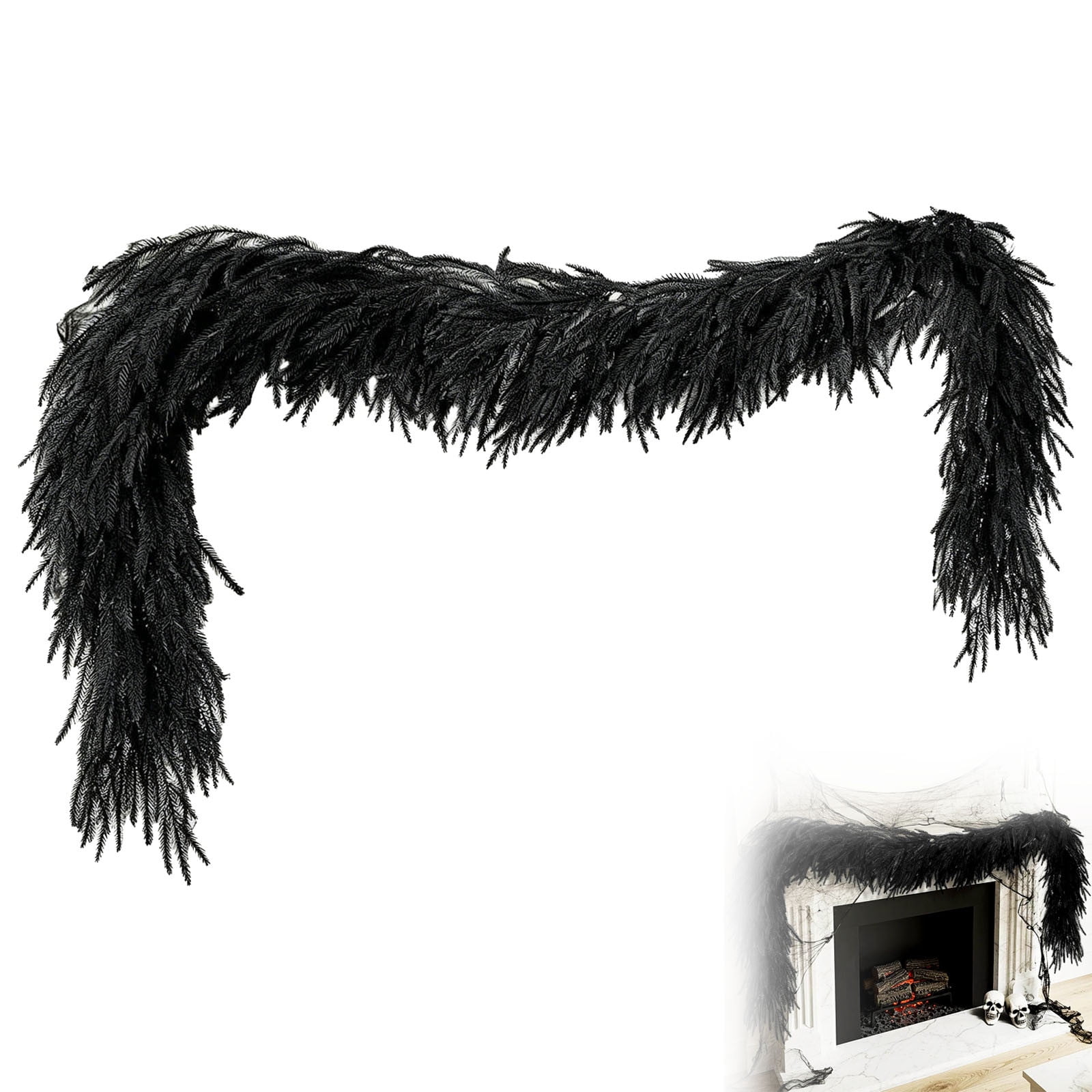 Black Norfolk Halloween Decorative Wreath 180cm, Realistic Pine Needle ...
