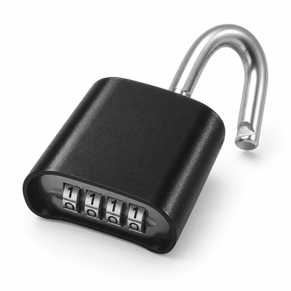 Black Normal Shackle 4 Digit Combination Padlock, Heavy Duty Weatherproof Outdoor Lock