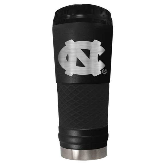 North Carolina 24 ounce vacuum insulated stainless steel tumbler in black powder coat and laser etched team logo