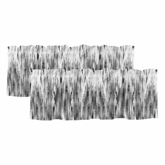 Black Nostalgia Pencil Touches 2 Panels Kitchen Valance, Gradient Lines Overlay Curtains Valances for Small Windows Rod Pocket Window Treatments for Living Room Bedroom 42" W x 12" L