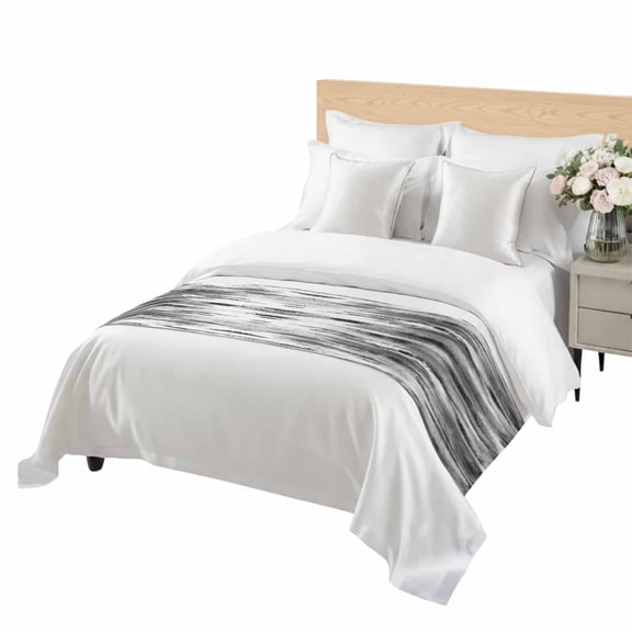 Black Nostalgia Pencil Touches Bed Runner Twin Size Gradient Lines Overlay Soft Bed Scarf for Foot of Bed, Decorative Bedding Scarf Protection for Hotel Home Bedroom 71 x 20 Inch