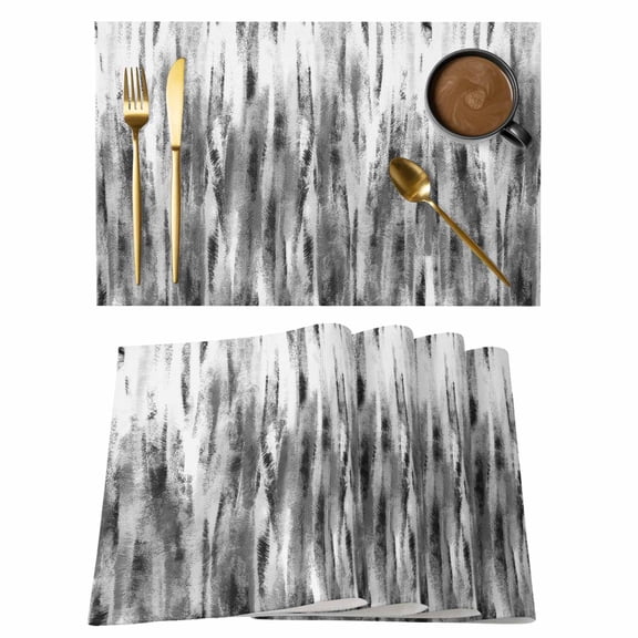 Black Nostalgia Pencil Touches Placemats Set&nbsp;of 1 Gradient Lines Overlay Heat Insulation Washable Place Mats, Rustic Non-Slip Table Mats for Dining Table Party Kitchen Decor,13x19 Inch