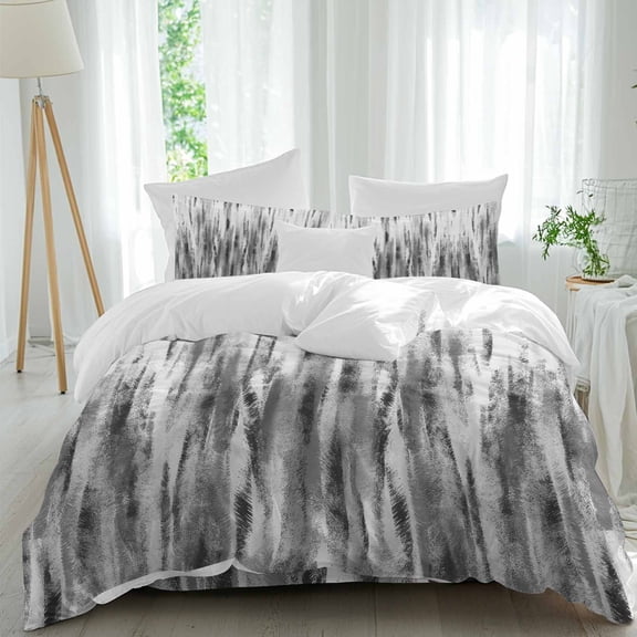 Black Nostalgia Pencil Touches Queen Size Comforter Set, Gradient Lines Overlay Bedding for All Seasons, 4 Pcs Bed Set, 1Quiltcover (90"x92") ,1Sheet(94"x116"), 2Pillowcases (30"x20")