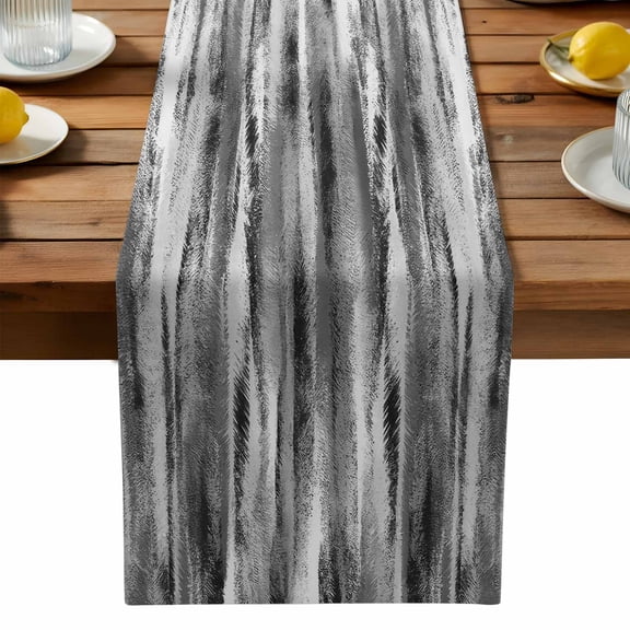 Black Nostalgia Pencil Touches Table Runner, Gradient Lines Overlay Kitchen Table Runners Dress Scarves for Table Decorations Party/Restaurant/Indoor Outdoor Use, 13x36in