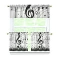thumbnail image 1 of Black Note 3-Piece Kitchen Curtains Set Kitchen Curtains Sets with Valance for Windows Rod Pocket Machine Washable Kitchen Decor(54"x18"+2x27.5"x24"), 1 of 5