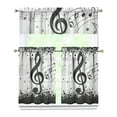 thumbnail image 1 of Black Note Kitchen Curtain Valance 3 Piece Set Short Curtain Sink Window Decor 36 Inch Small Window Treatment Tier 27.5x36 Length, 1 of 4