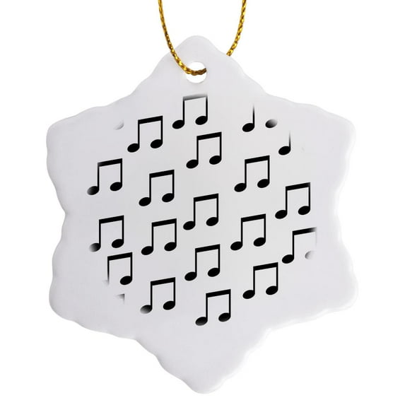 3drose, Black Notes - Music and Song - Art, 3 inch Snowflake Porcelain Ornament