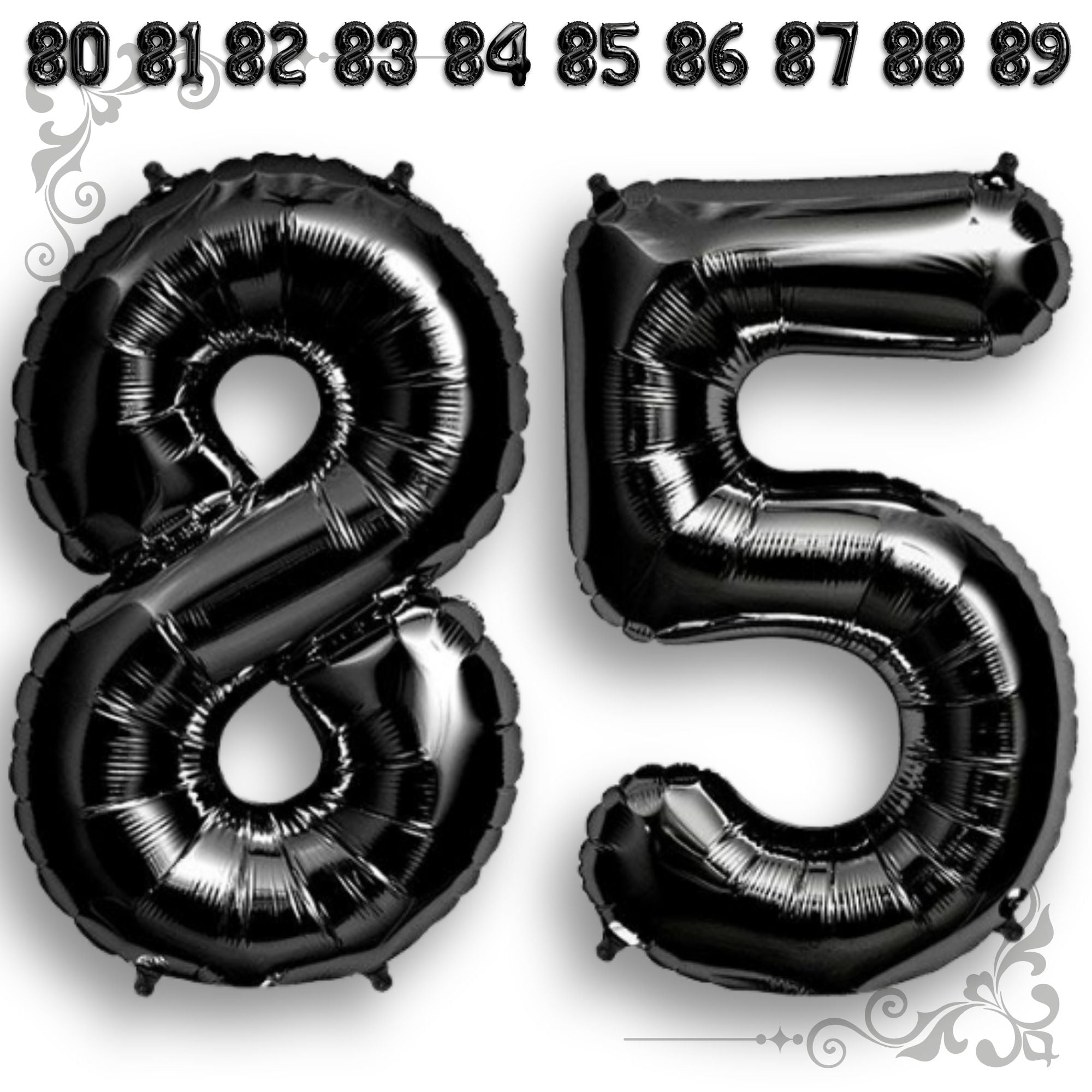 Black Number 85 Mylar Foil Balloon 40 inch - Helium or Air Filled ...
