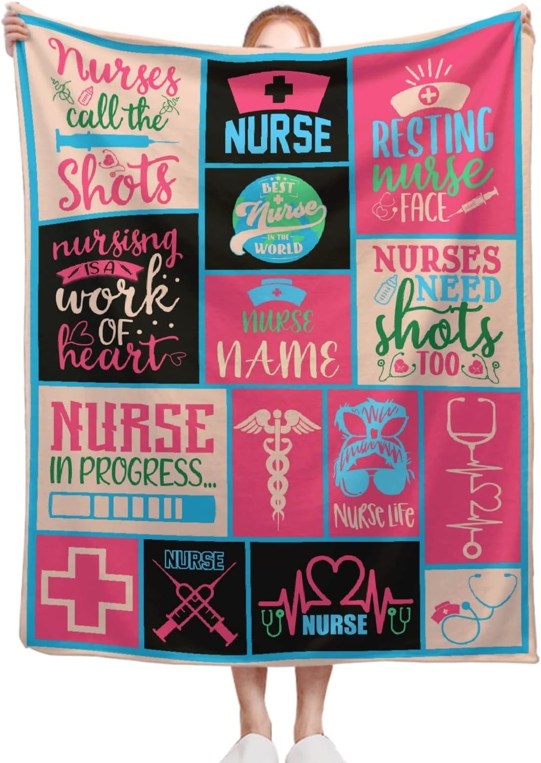 Black Nurse Blanket, 50 x 60 Inch Throw Lightweight Super Soft Cozy