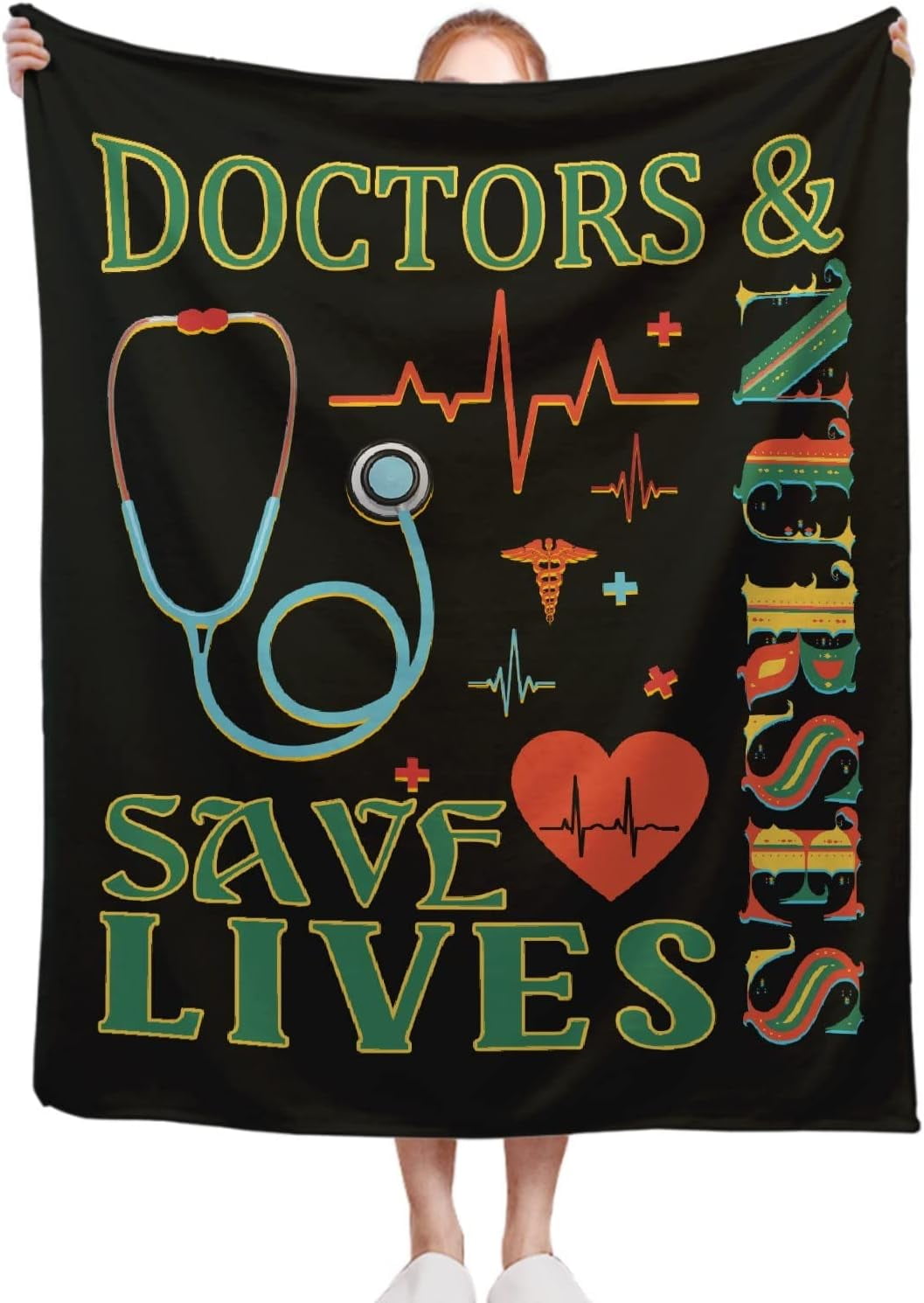 Black Nurse Blanket, 50 x 60 Inch Throw Lightweight Super Soft Cozy