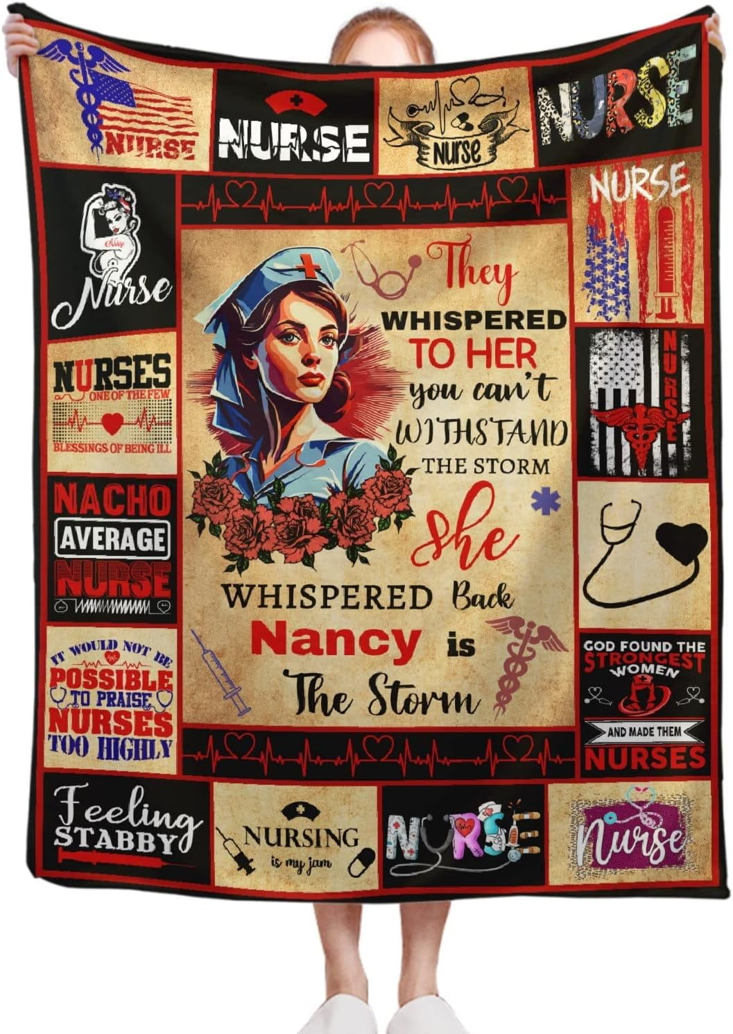 Black Nurse Blanket, 50 x 60 Inch Throw Lightweight Super Soft Cozy