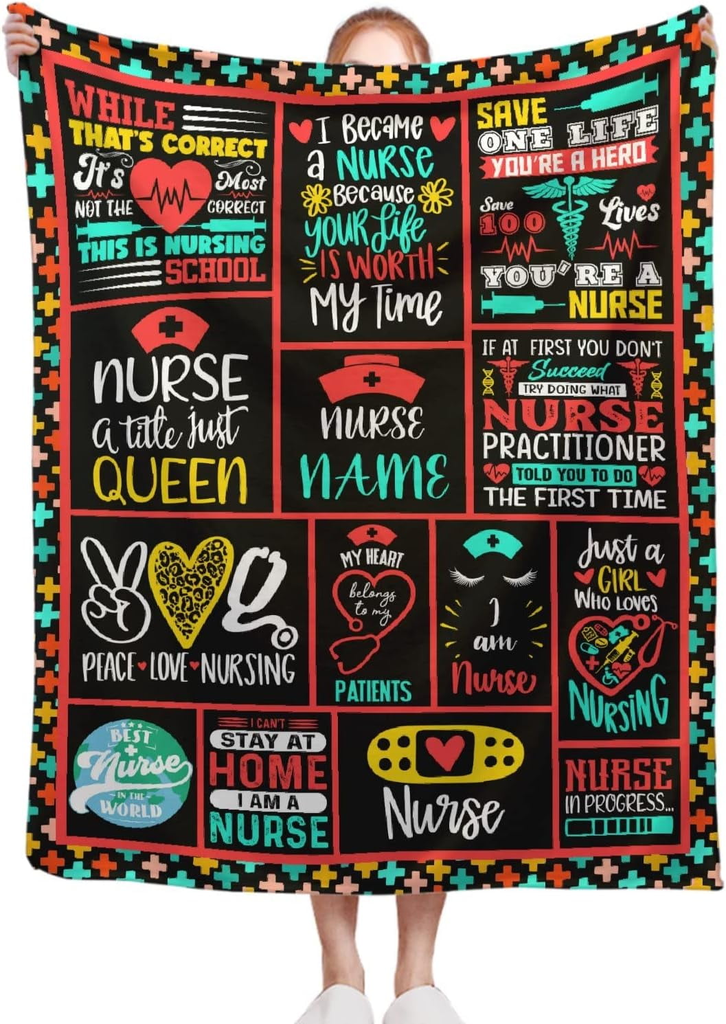 Black Nurse Blanket, 50 x 60 Inch Throw Lightweight Super Soft Cozy