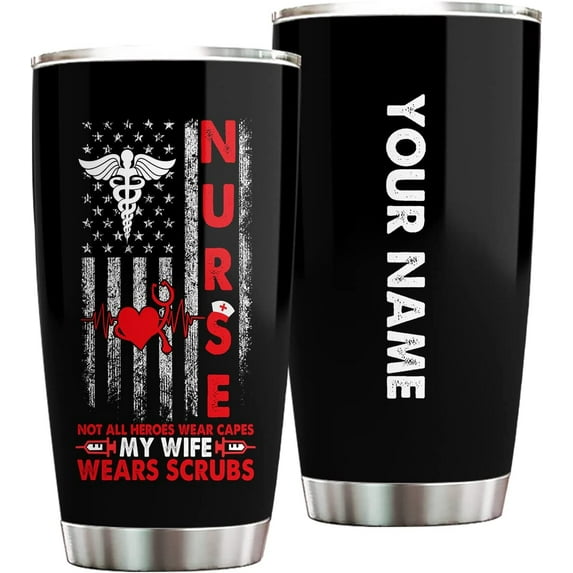 Black Nurse Costume Black History Month Gift Tumbler Travel Print Coffee Mug Stainless SteelGift Idea for Balck Women Nurse Friend Birthday Party Nurse Day