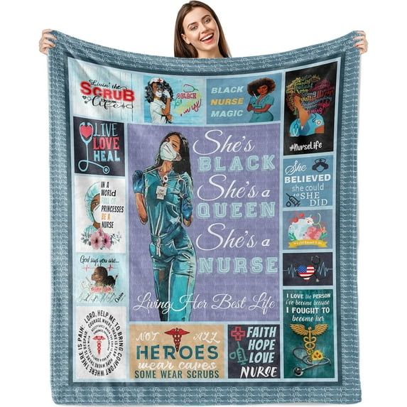 Black Nurse Gifts for Women,Black Girl Nurse Gifts,Proud Black Nurse Blanket,Christmas Birthday Gifts for Black Nurse,Nurse Graduation Gifts,Nurses Day Gifts for Black Nurse Practitioners 60"X50"