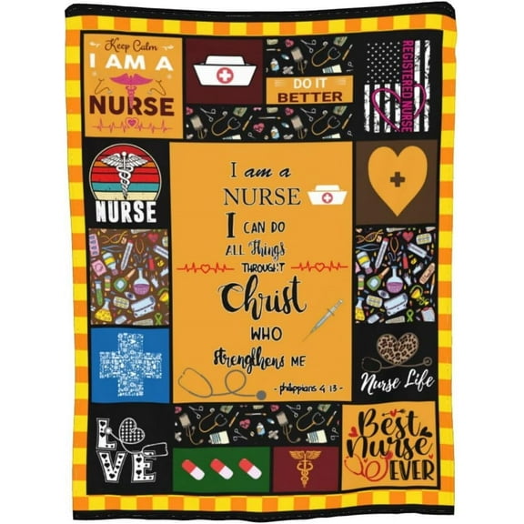 Black Nurse Medicine Heart Ultra-Soft Cozy Throw Blanket Home Decorative Blanket Nurse Gift for Women