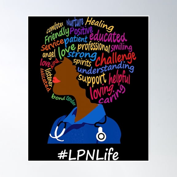 Black Nurse Uniform Afro African Lpn Life Nurses Day Poster Wall Art, Modern Wall Decor, 8x12 UNFRAMED