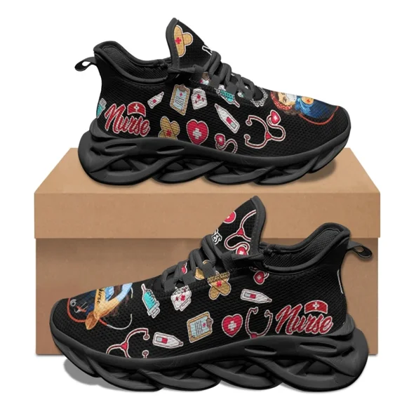 Black Nursing Platform Custom Shoes for Women Fashion Medical Hospital Work Comfort Sneakers Shock Absorbing Summer Light Walkin