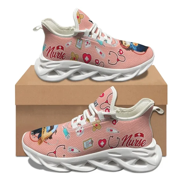 Black Nursing Platform Custom Shoes for Women Fashion Medical Hospital Work Comfort Sneakers Shock Absorbing Summer Light Walkin