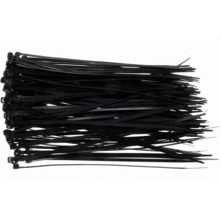 Black Nylon Cable Zip Ties 3.6mm x 8" Self Locking Wire Organizing Tools 100Pcs