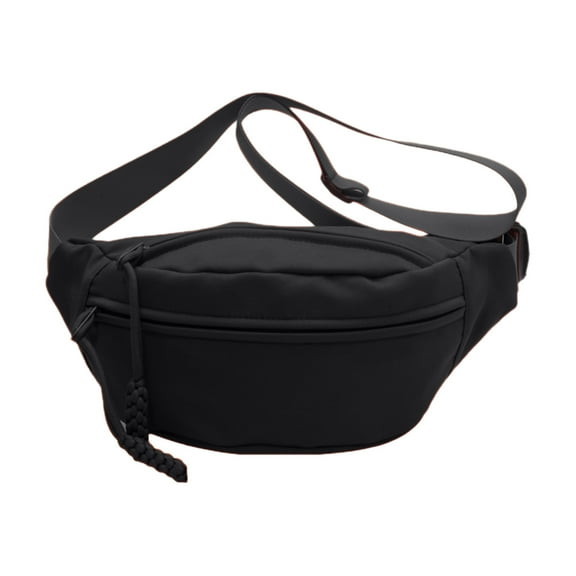 Black Nylon Crossbody Sling Bag 13.7X6.6X4.7In Waterproof Travel Purse Lightweight Chest Pack For Men Women Hiking Camping Hands Free Design - 190G / 0.42Lb